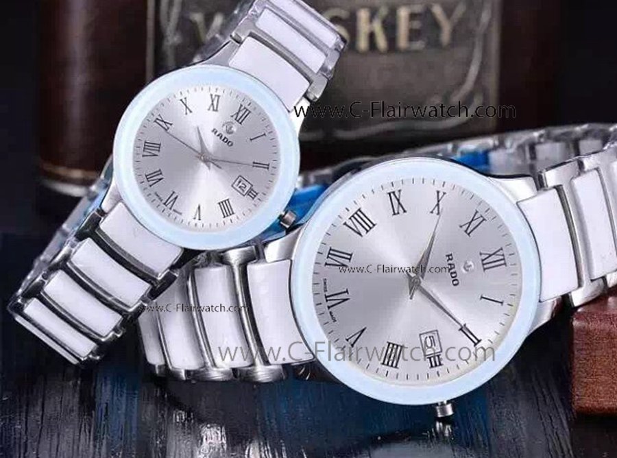 Silver & Ceramic Centrix Rado Watches - Couple Watch